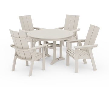 Modern Curveback Adirondack 5-Piece Nautical Trestle Dining Set