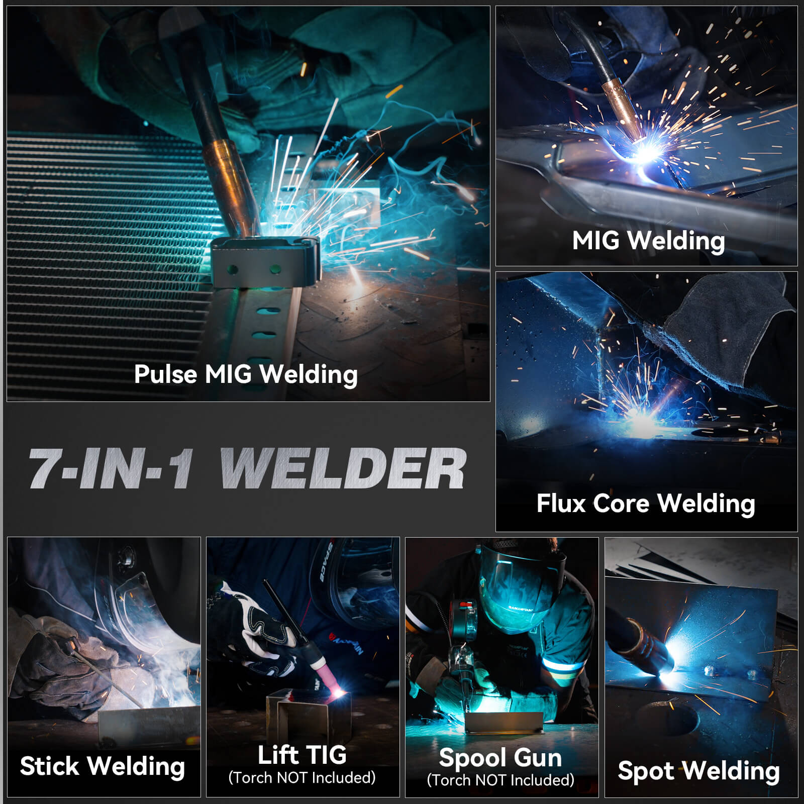 Arccaptain MIG200P Welder 7-in-1 Pulse MIG 200A Synergic Dual Voltage 110/220V New