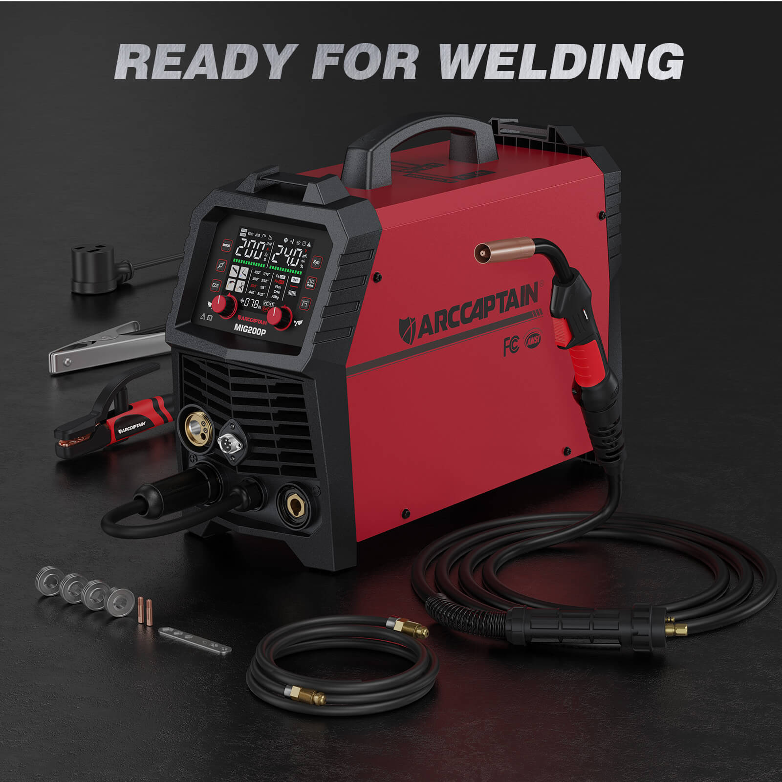 Arccaptain MIG200P Welder 7-in-1 Pulse MIG 200A Synergic Dual Voltage 110/220V New