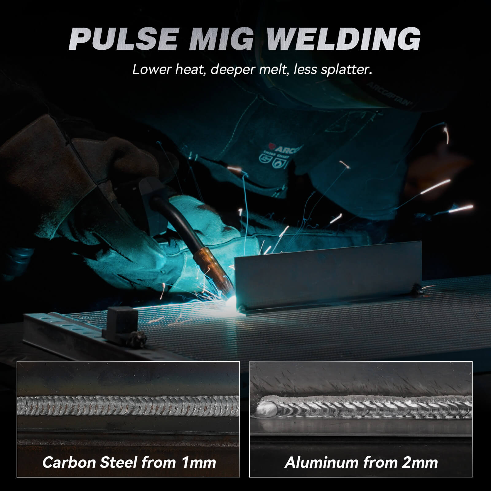 Arccaptain MIG200P Welder 7-in-1 Pulse MIG 200A Synergic Dual Voltage 110/220V New