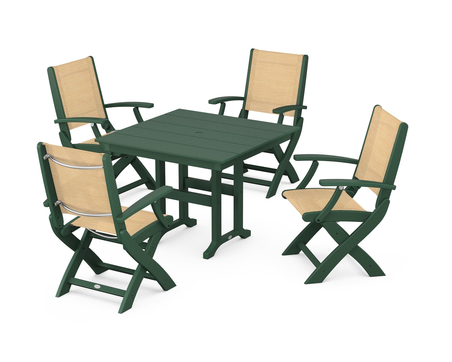 Coastal Folding Chair 5-Piece Farmhouse Dining Set