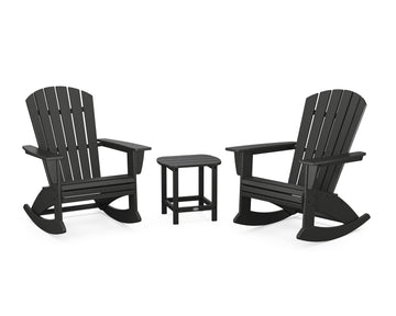 Nautical Curveback 3-Piece Adirondack Rocking Chair Set