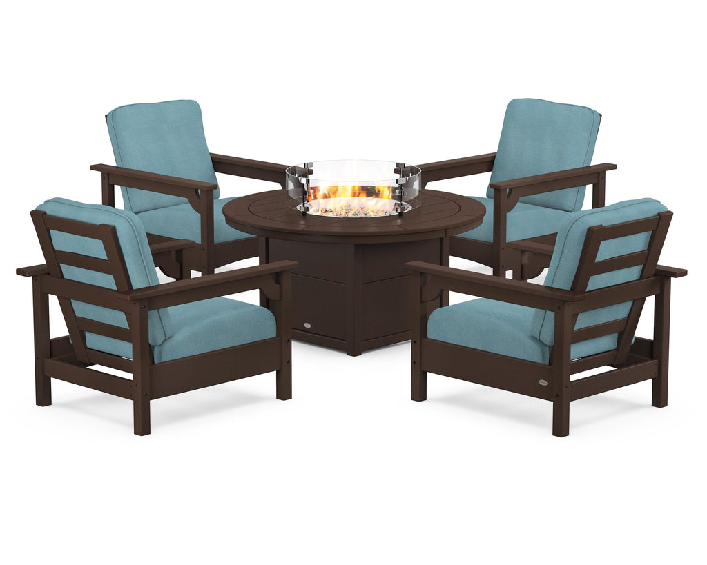 Club 5-Piece Conversation Set with Fire Pit Table