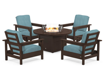 Club 5-Piece Conversation Set with Fire Pit Table