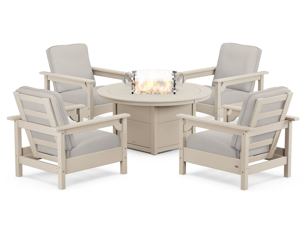 Club 5-Piece Conversation Set with Fire Pit Table