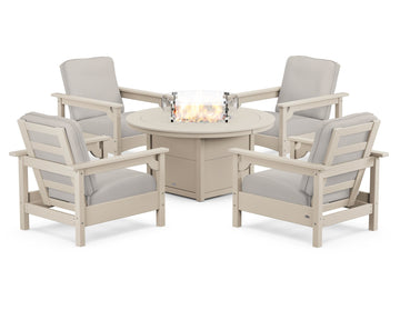 Club 5-Piece Conversation Set with Fire Pit Table