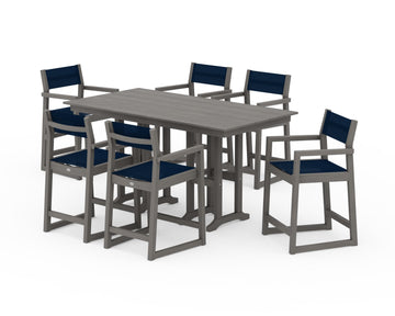 EDGE Sling Arm Chair 7-Piece Farmhouse Counter Set