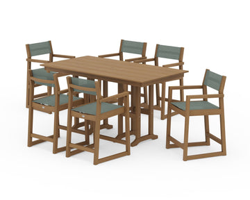 EDGE Sling Arm Chair 7-Piece Farmhouse Counter Set