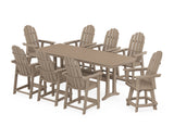 Vineyard Curveback Adirondack Swivel 9-Piece Counter Set with Trestle Legs