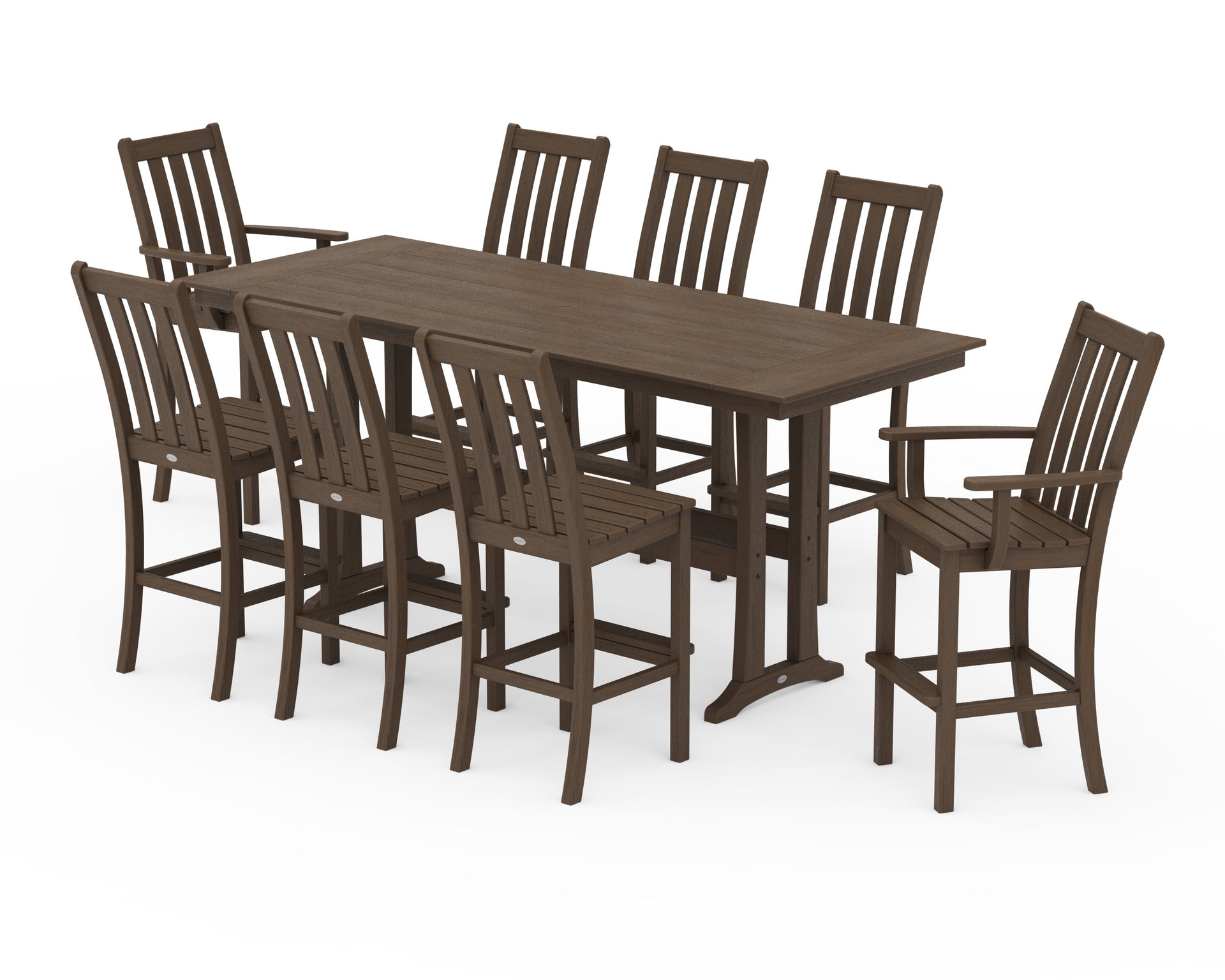 Vineyard 9-Piece Farmhouse Bar Set with Trestle Legs