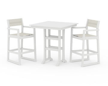 EDGE Sling Arm Chair 3-Piece Farmhouse Bar Set with Trestle Legs
