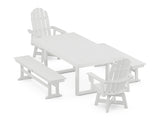 Vineyard Curveback Adirondack Swivel Chair 5-Piece Dining Set with Benches