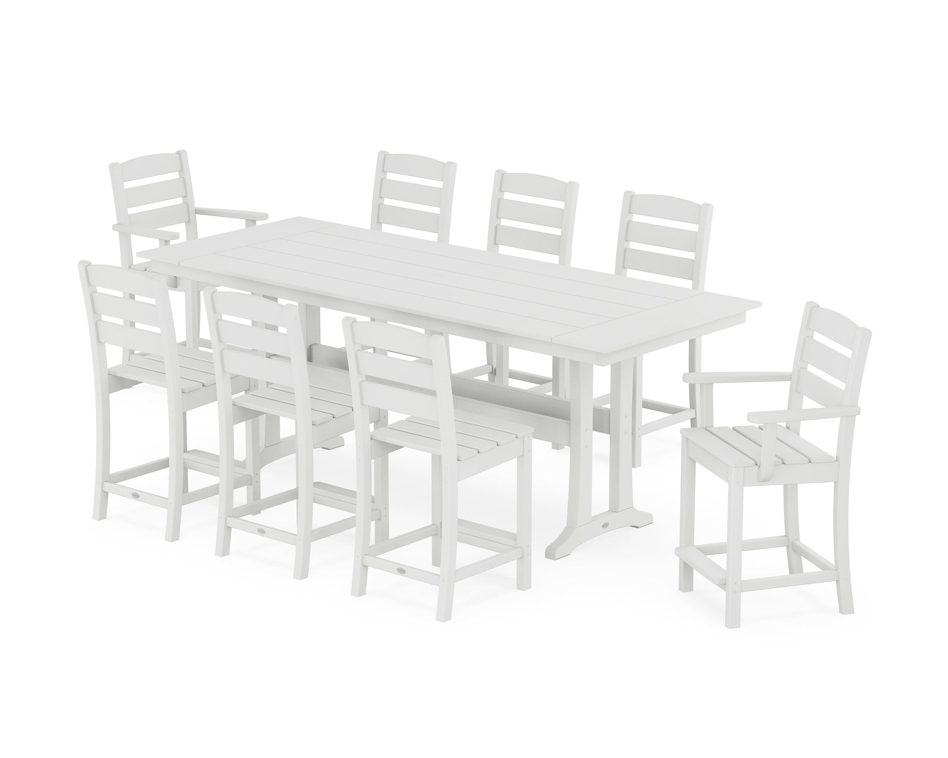 Lakeside 9-Piece Farmhouse Counter Set with Trestle Legs
