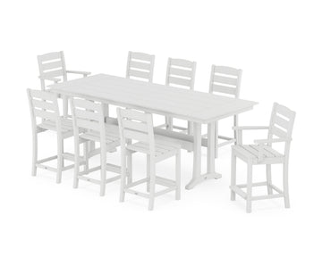 Lakeside 9-Piece Farmhouse Counter Set with Trestle Legs