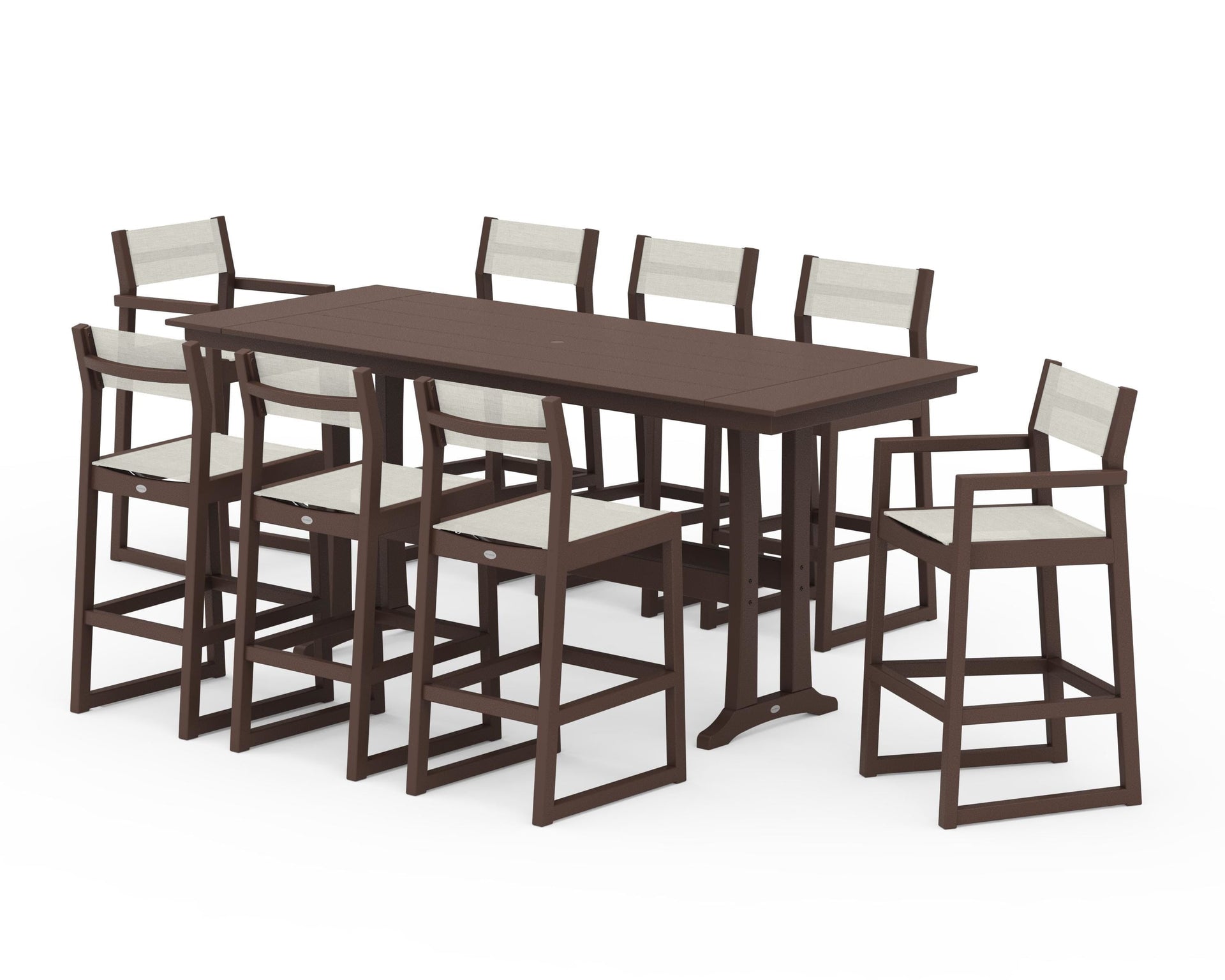 EDGE Sling 9-Piece Farmhouse Bar Set with Trestle Legs