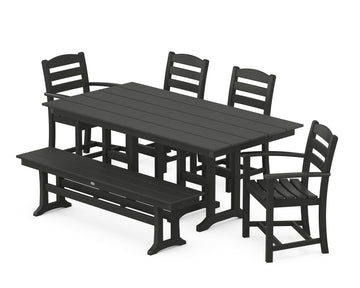 La Casa Café 6-Piece Farmhouse Dining Set with Bench