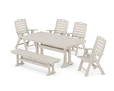 Nautical Highback 6-Piece Dining Set with Trestle Legs and Bench