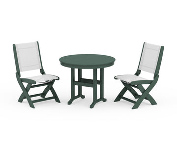 Coastal Folding Side Chair 3-Piece Round Dining Set