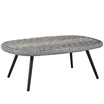 Endeavor 4 Piece Wicker Rattan Patio Loveseat Set in Gray EEI-3177
