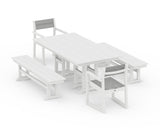 EDGE Sling Arm Chair 5-Piece Farmhouse Dining Set with Benches