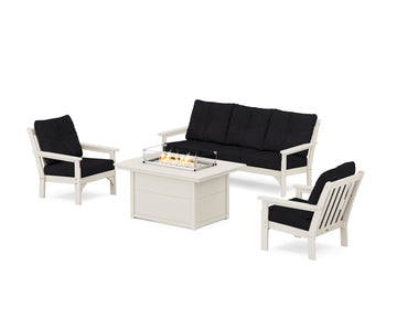 Vineyard Deep Seating Fire Pit Table Set