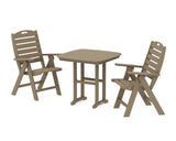 Nautical Folding Highback Chair 3-Piece Dining Set