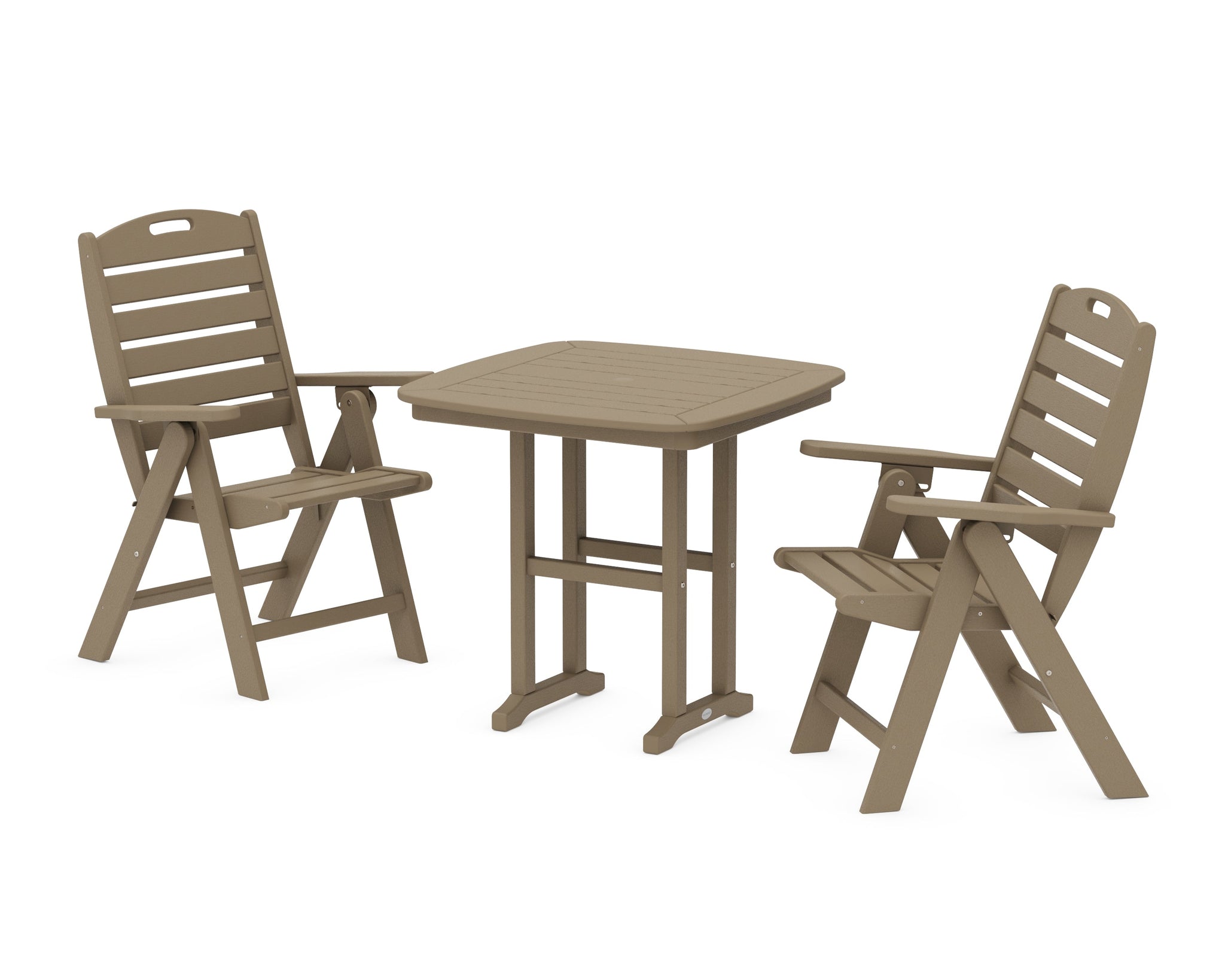 Nautical Folding Highback Chair 3-Piece Dining Set