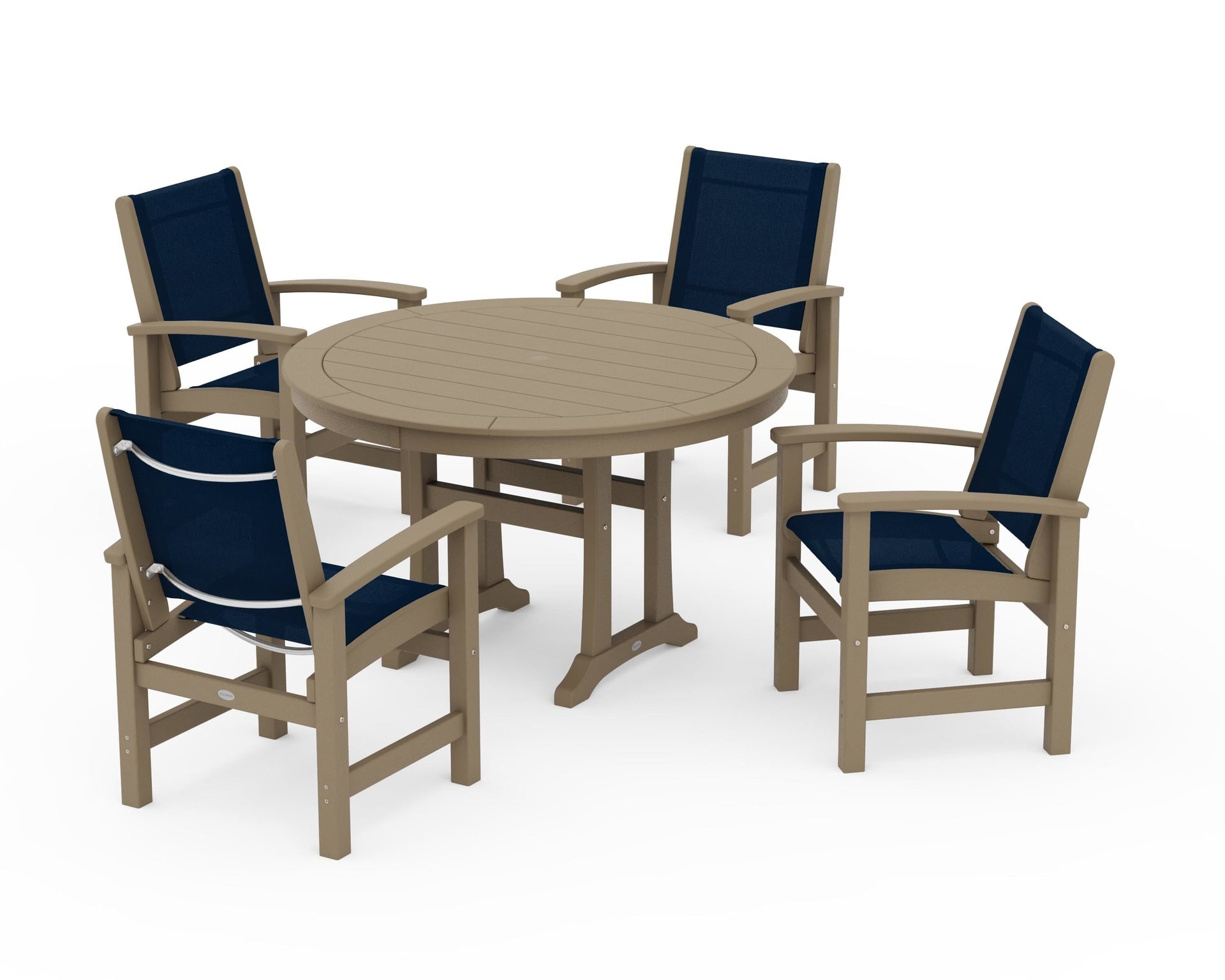Coastal 5-Piece Round Dining Set with Trestle Legs