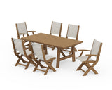 Coastal Folding Chair 7-Piece Rustic Farmhouse Dining Set