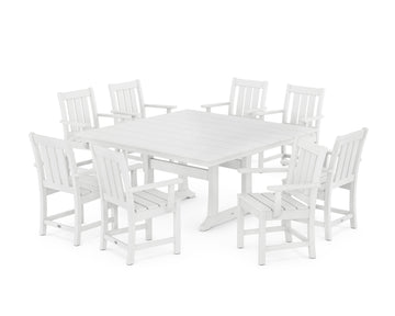 Oxford 9-Piece Square Farmhouse Dining Set with Trestle Legs
