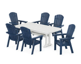 Nautical Curveback Adirondack 7-Piece Farmhouse Dining Set with Trestle Legs