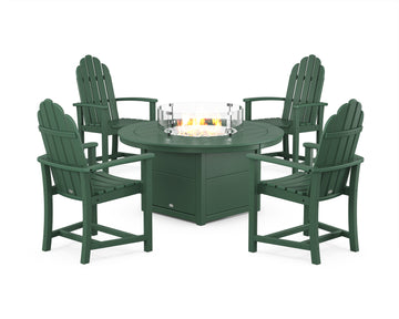 Classic 4-Piece Upright Adirondack Conversation Set with Fire Pit Table