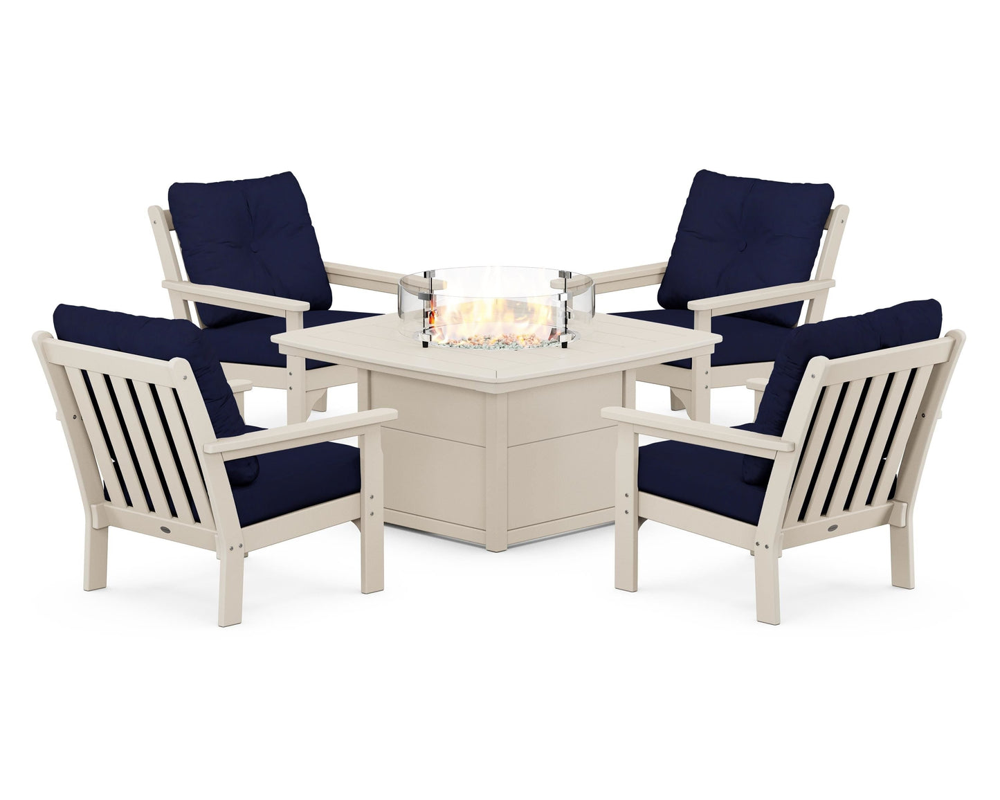 Vineyard 5-Piece Conversation Set with Fire Pit Table