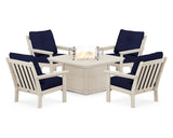 Vineyard 5-Piece Conversation Set with Fire Pit Table