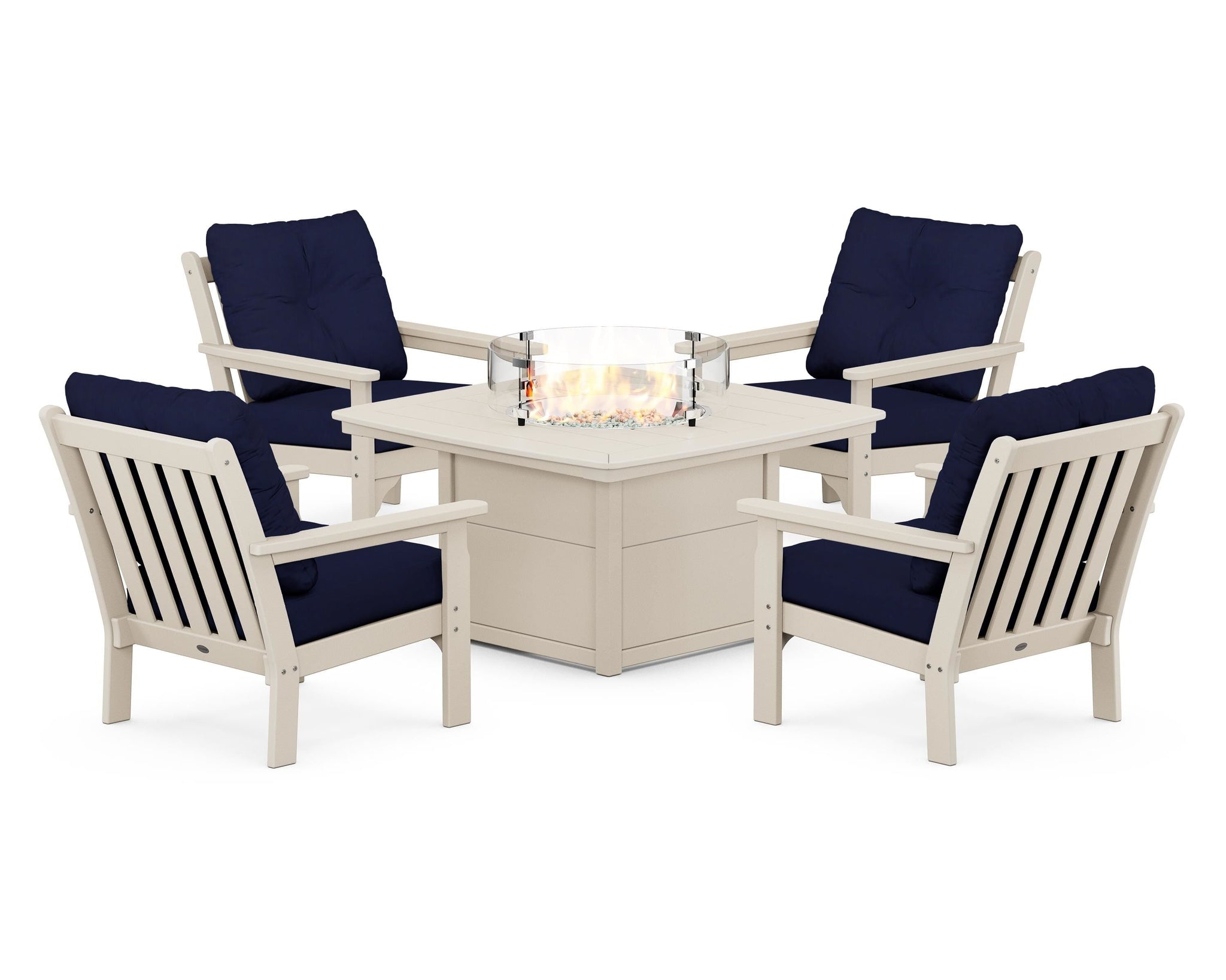 Vineyard 5-Piece Conversation Set with Fire Pit Table
