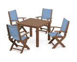 Coastal Folding Chair 5-Piece Parsons Dining Set