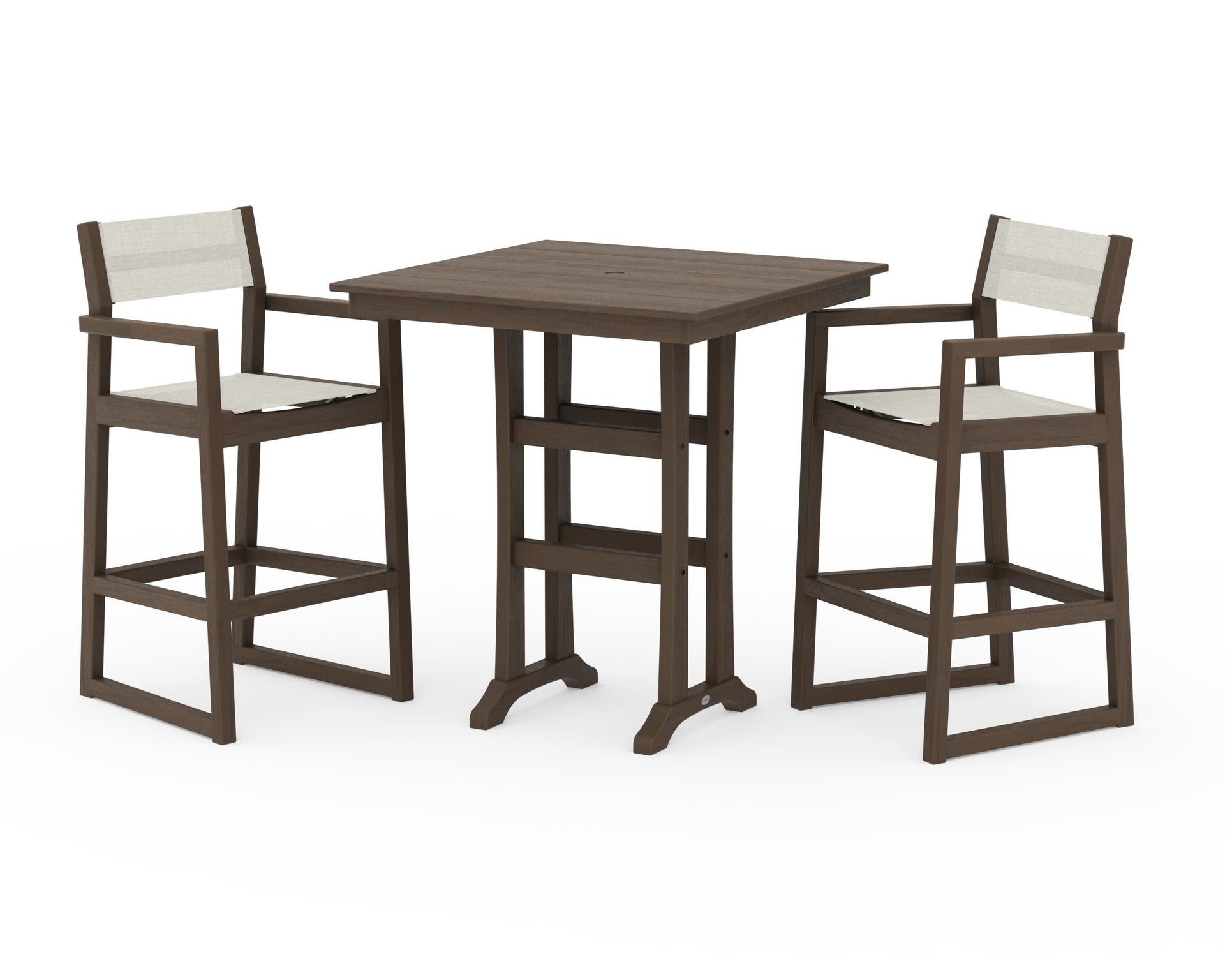 EDGE Sling Arm Chair 3-Piece Farmhouse Bar Set with Trestle Legs