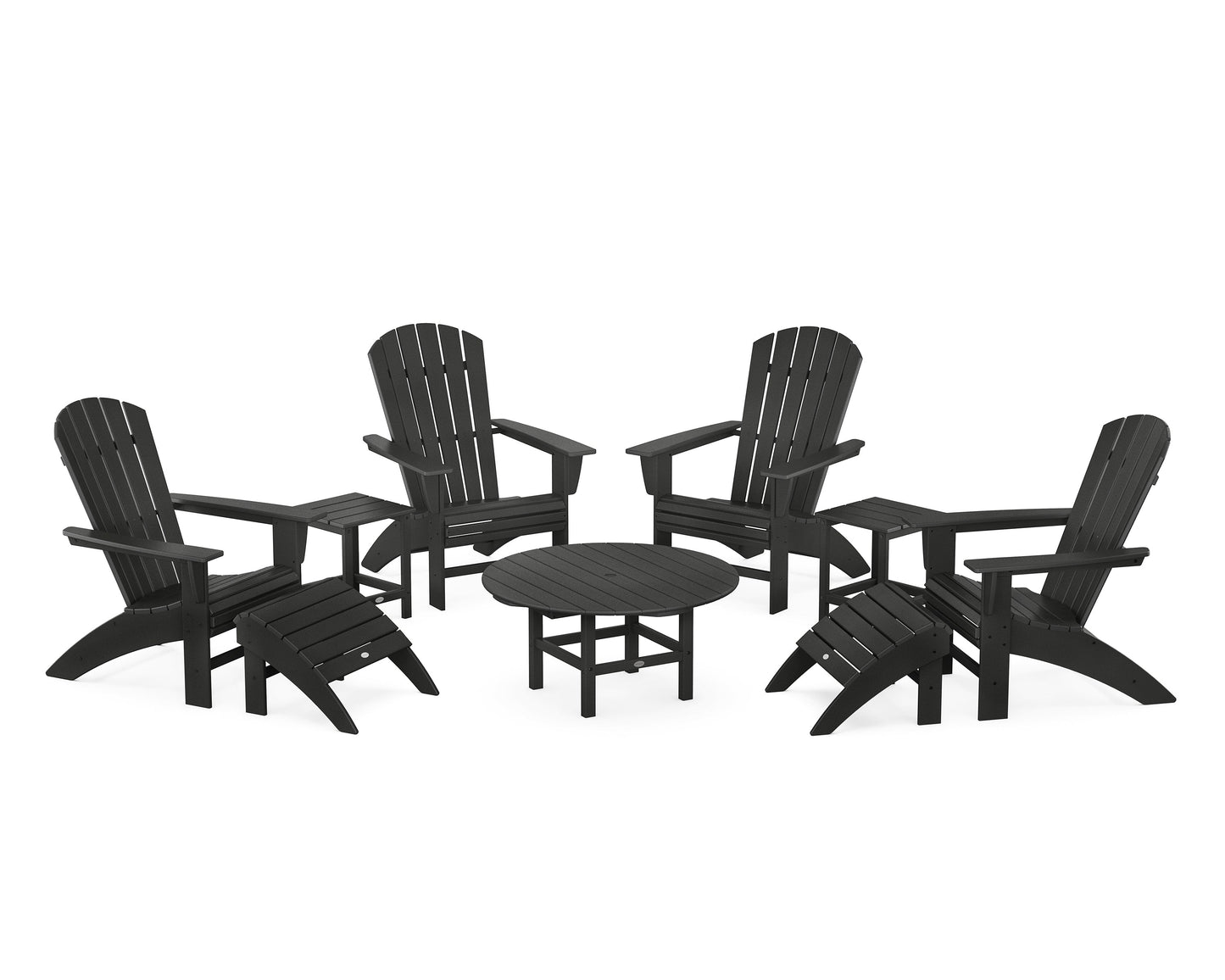 Nautical Curveback Adirondack Chair 9-Piece Conversation Set