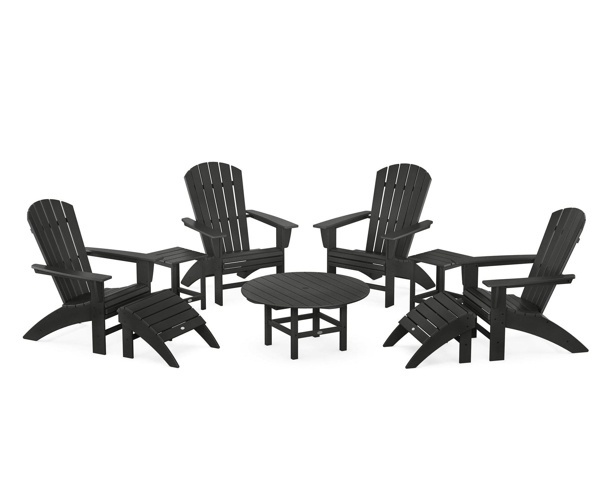 Nautical Curveback Adirondack Chair 9-Piece Conversation Set