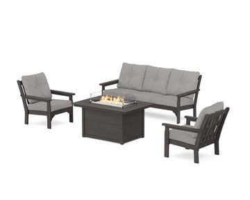Vineyard Deep Seating Fire Pit Table Set