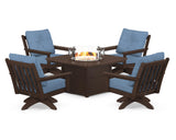 Vineyard 5-Piece Deep Seating Swivel Conversation Set with Fire Pit Table