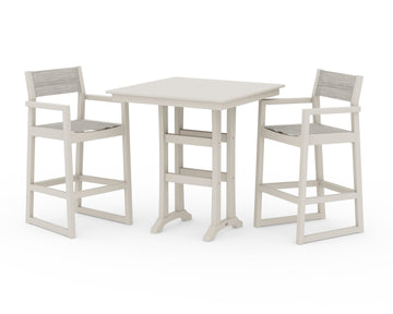 EDGE Sling Arm Chair 3-Piece Farmhouse Bar Set with Trestle Legs