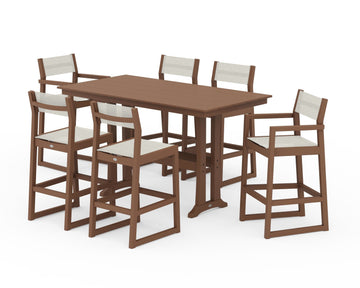 EDGE Sling 7-Piece Farmhouse Bar Set with Trestle Legs