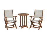 Coastal Folding 3-Piece Round Bistro Dining Set