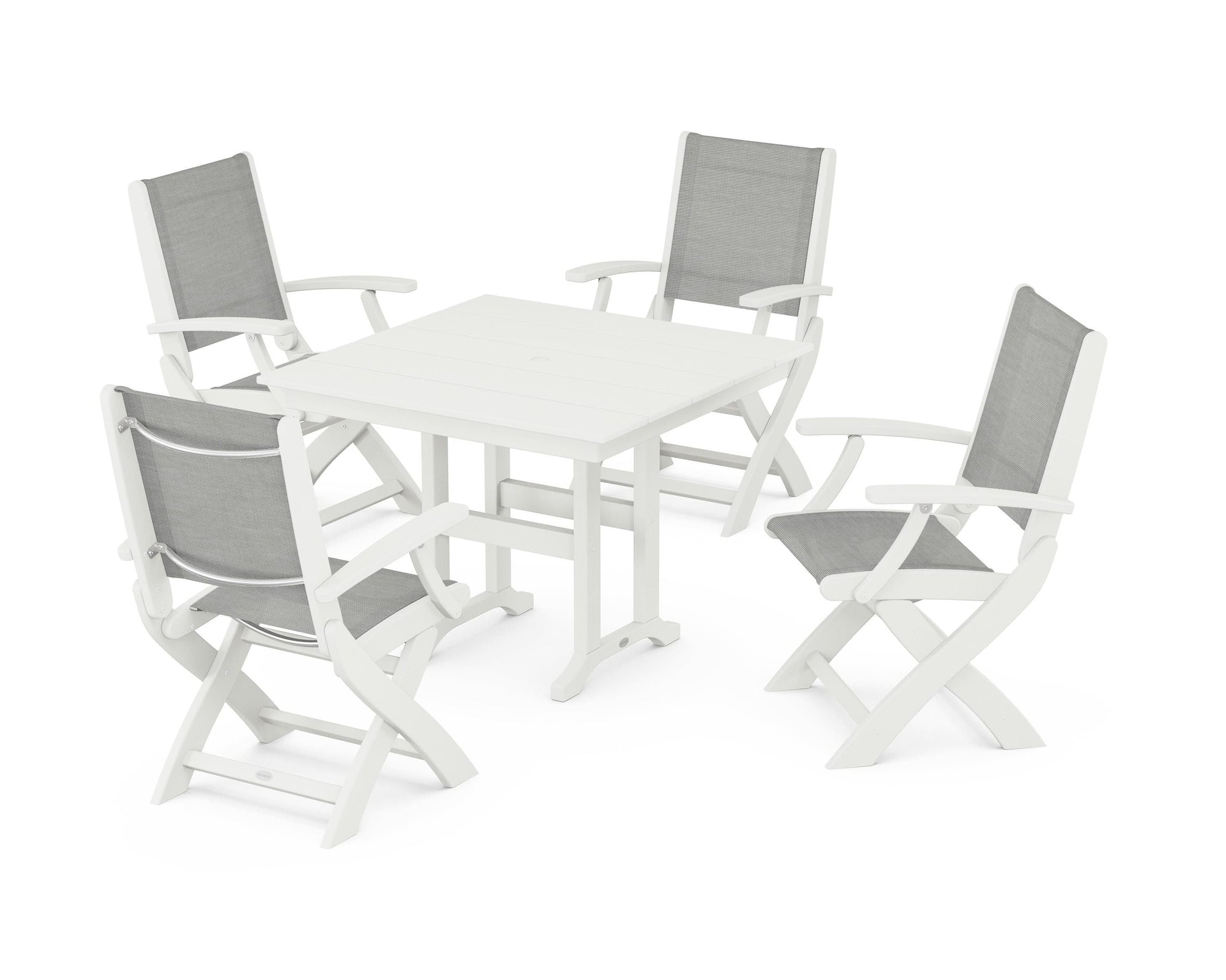 Coastal Folding Chair 5-Piece Farmhouse Dining Set