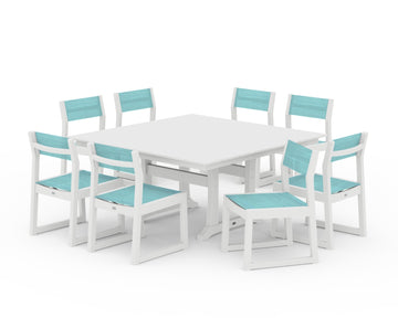 EDGE Sling Side Chair 9-Piece Farmhouse Trestle Dining Set