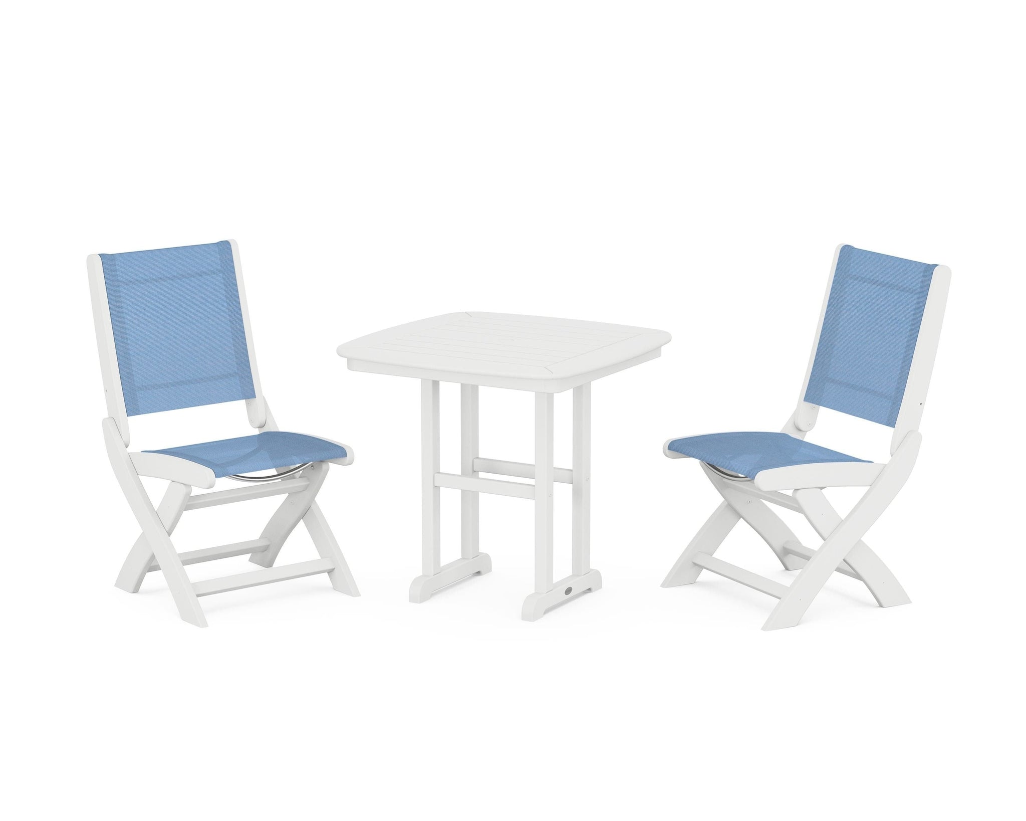 Coastal Folding Side Chair 3-Piece Dining Set