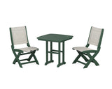 Coastal Folding Side Chair 3-Piece Dining Set