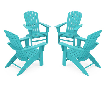 4-Piece Nautical Curveback Adirondack Chair Conversation Set