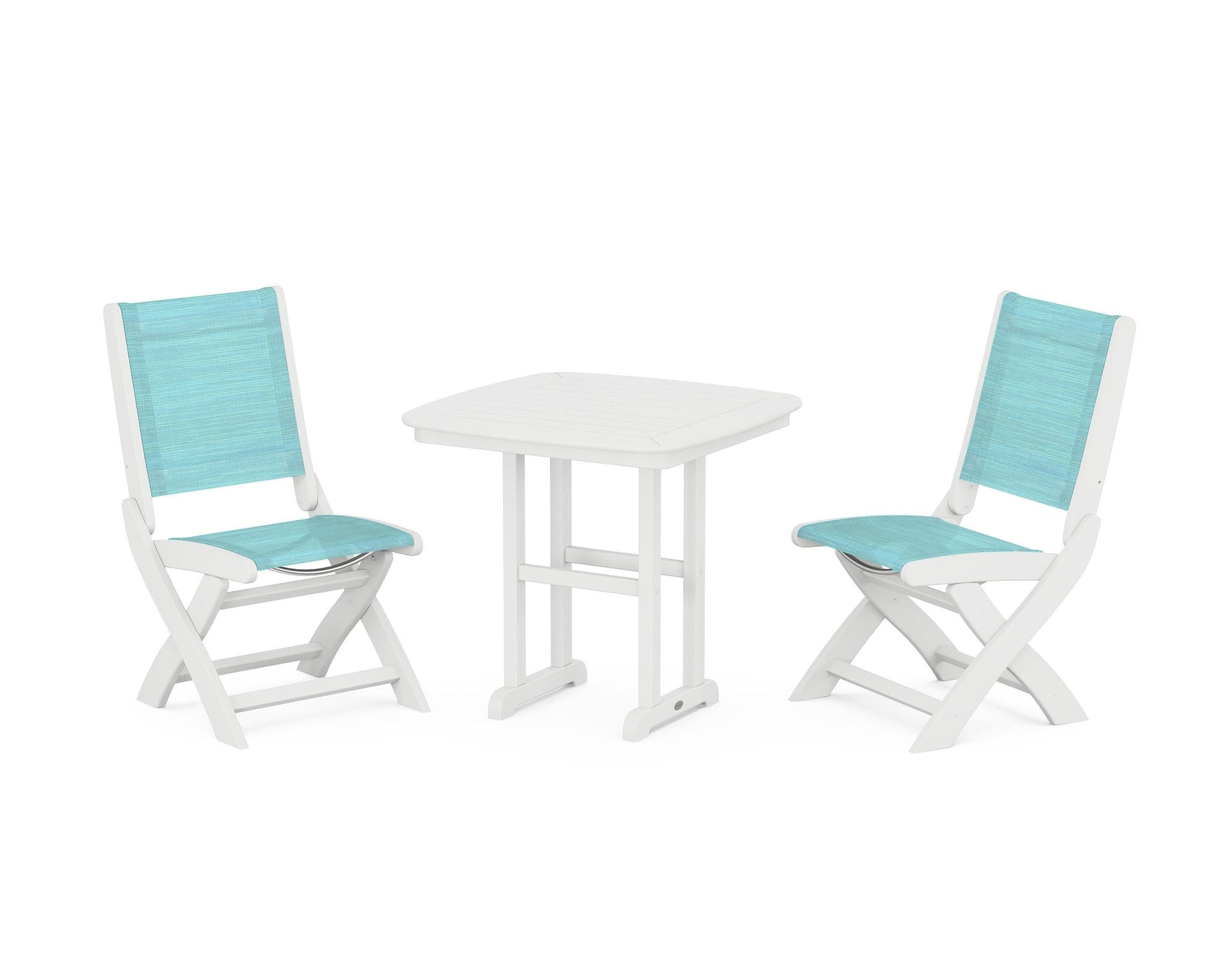 Coastal Folding Side Chair 3-Piece Dining Set